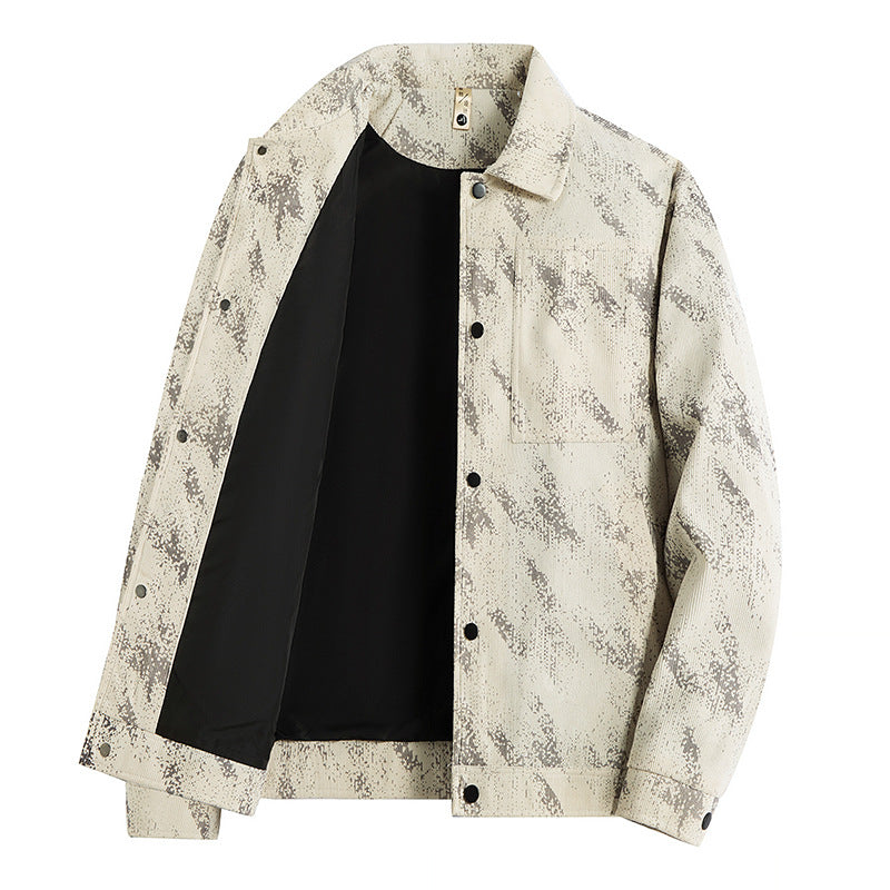 Herren Leichte Overshirt-Jacke mit dezenter Reptilprägung und Druckknopfverschluss Nord Taschen