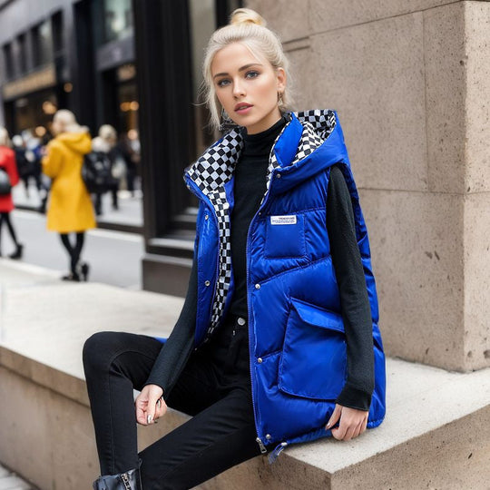 Damen gesteppte Winterweste mit verstellbarer Kapuze und praktischen Taschen Nord Taschen