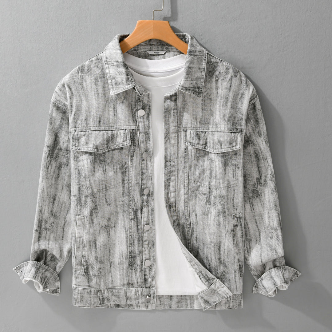 Herren Jeansjacke im Acid‑Wash Look mit Oversize‑Schnitt Nord Taschen