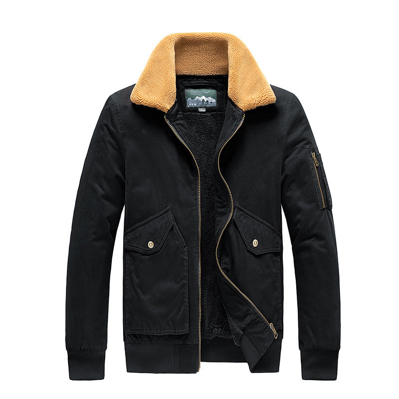 Herren Thermo-Bomberjacke im Aviator-Stil mit Teddyfutter und aufgesetzten Klappentaschen Nord Taschen