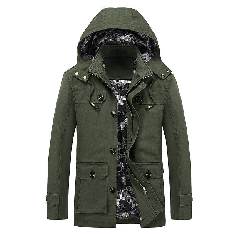 Herren leichter Canvas-Fieldparka mit camouflage-Innenfutter, verdecktem Reißverschluss und Mehrzwecktaschen Nord Taschen