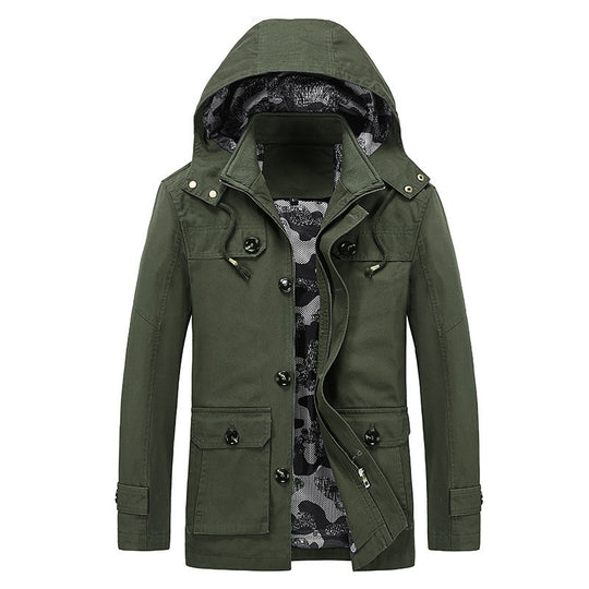 Herren leichter Canvas-Fieldparka mit camouflage-Innenfutter, verdecktem Reißverschluss und Mehrzwecktaschen Nord Taschen