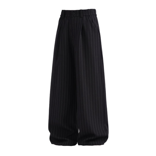 Damen Weite High‑Waist Plissee-Anzughose mit Nadelstreifen und Bundfalten Nord Taschen