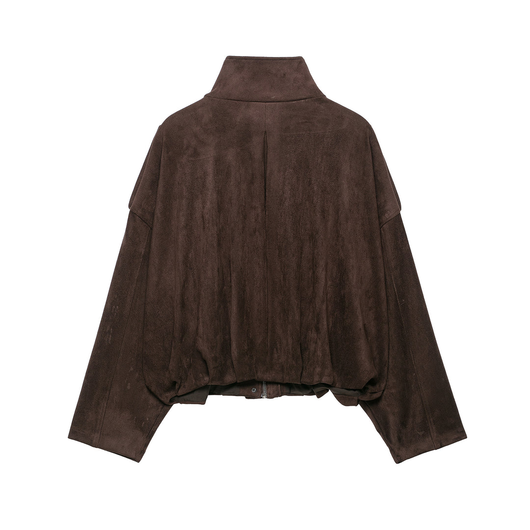 Damen Kurze Wildlederoptik-Fieldjacke Nord Taschen