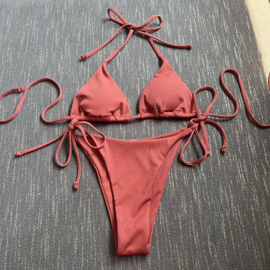 Damen Triangel-Bikini mit seitlichem Knoten und verstellbaren Trägern