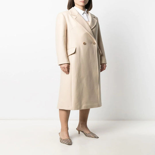 Damen Midilanger Tailoring-Mantel aus Wollmix mit schmalem Revers und kaschierendem Fall Nord Taschen
