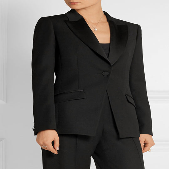 Damen Taillierter Ein-Knopf‑Blazer mit Satinbesatz und konturierter Nahtführung Nord Taschen