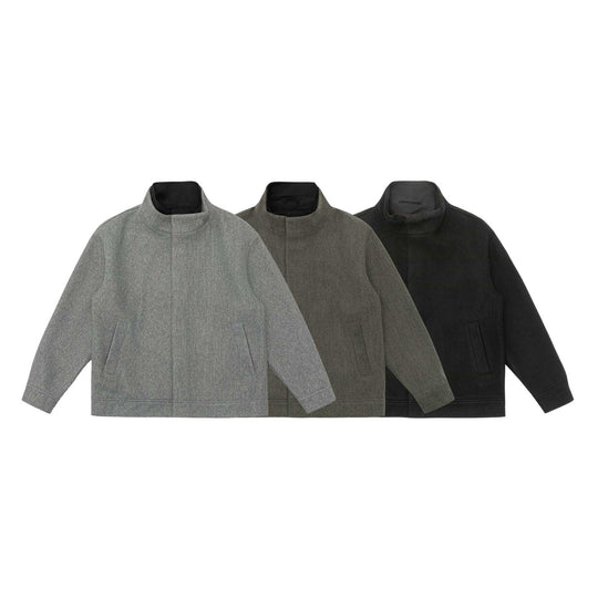 Herren Kurzjacke aus Wollmix im Boxy‑Cut mit hoch geschlossenem Funnelkragen Nord Taschen