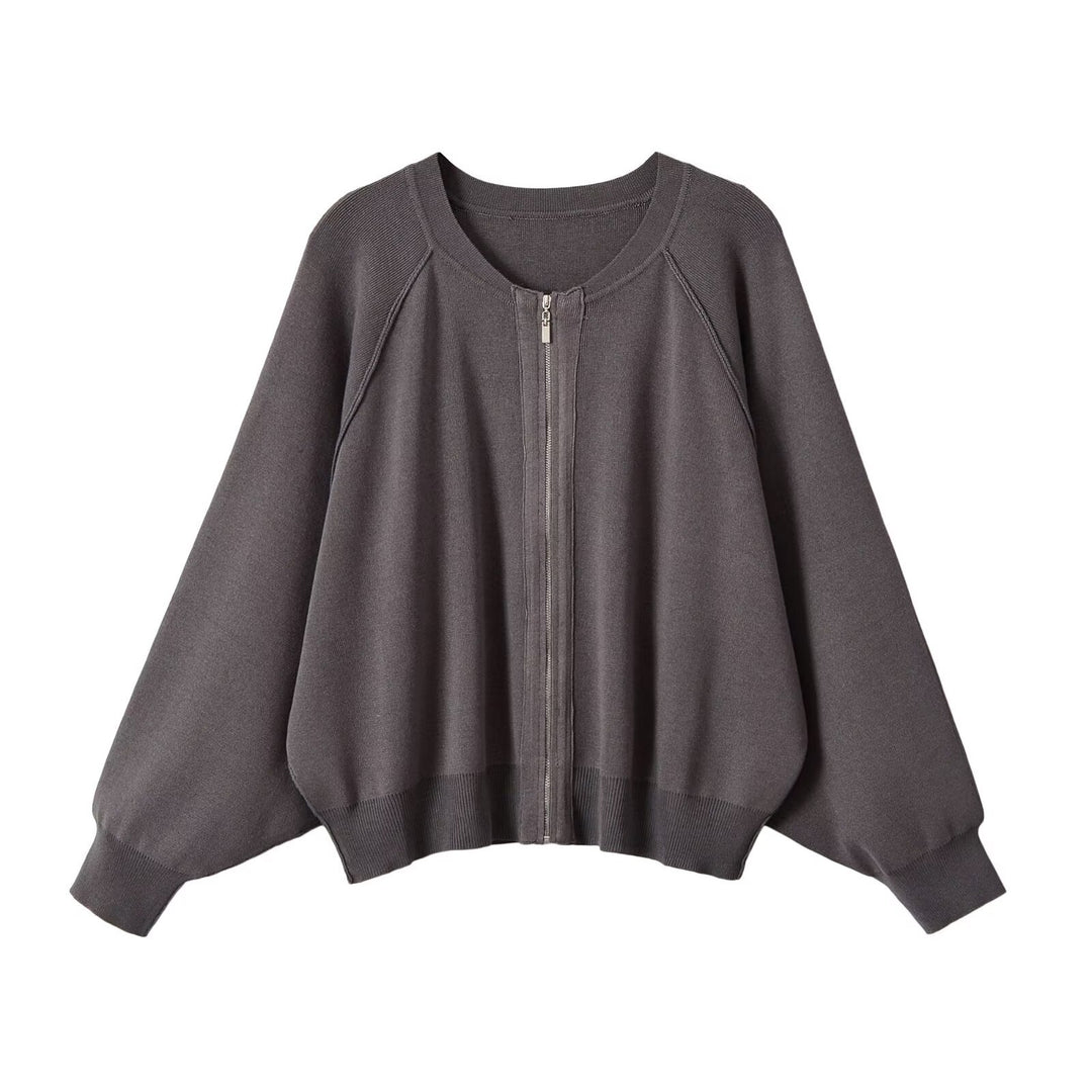 Damen Oversized Zip-Cardigan im Boxy‑Schnitt mit Raglanärmeln und Rippbündchen Nord Taschen