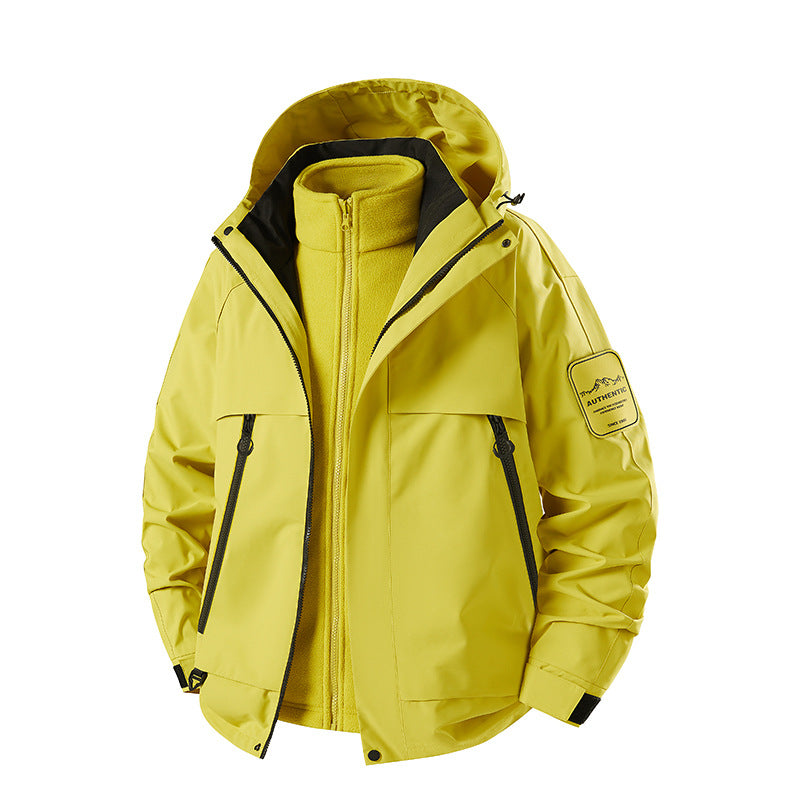 Herren multifunktionale Wasserfeste Softshell-Regenjacke mit abnehmbarer Fleece-Innenjacke Nord Taschen