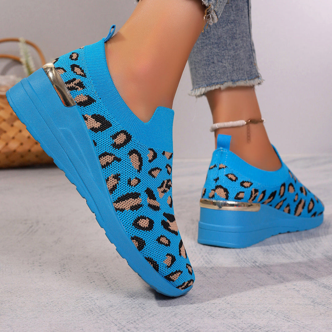 Damen bequeme Sneakers im Leopardenmuster