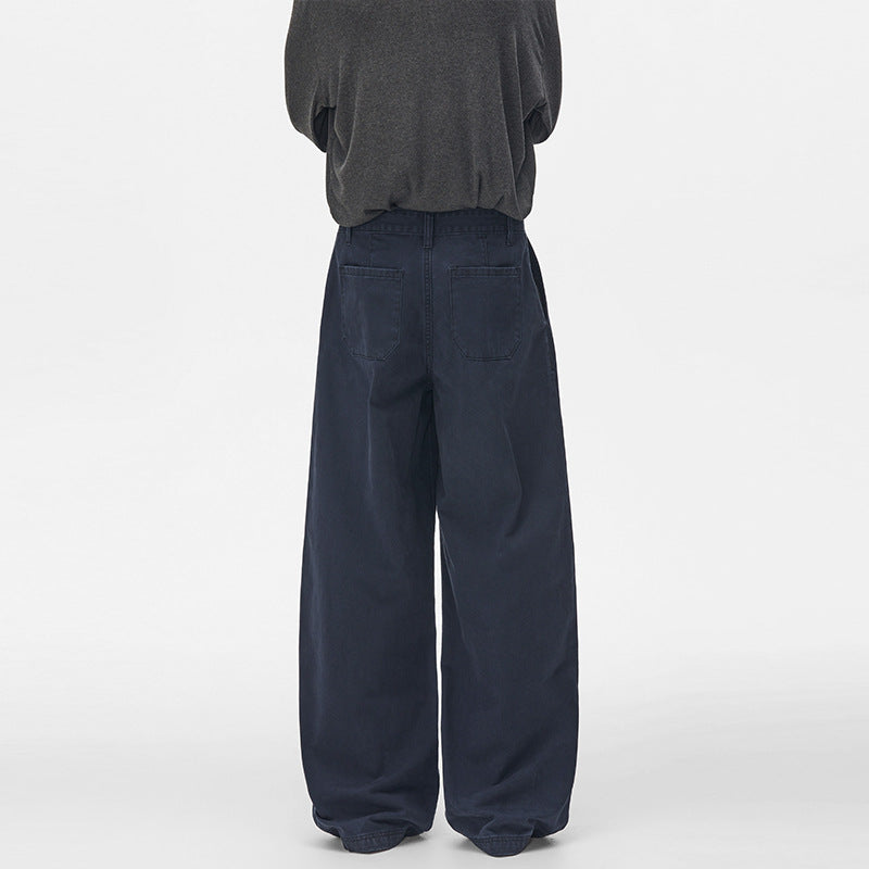 Herren Extraweite Baumwoll‑Twill Baggyhose mit tiefem Schritt und Karabineranhänger Nord Taschen
