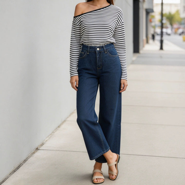 Damen High‑Waist Wide‑Leg-Jeans mit weitem Bein und klassischem Five‑Pocket-Schnitt Nord Taschen