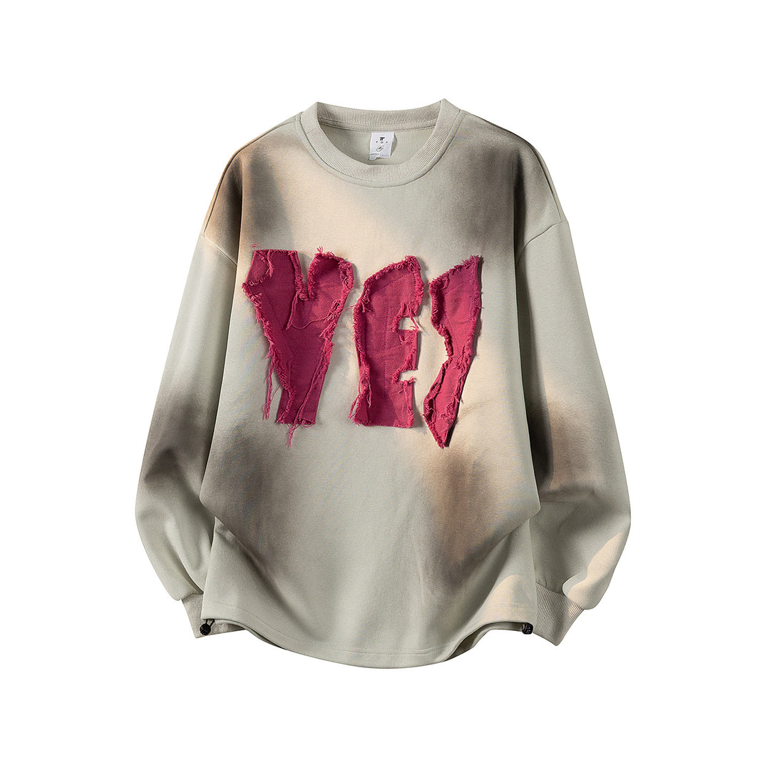 Damen Oversize-Sweatshirt mit gesticktem Schriftzug, abgerundetem Saum & überschnittener Schulter Nord Taschen