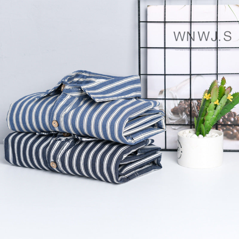 Herren Lässige Streifen-Leinenmix-Hemdjacke im Relaxed-Fit mit Brusttasche Nord Taschen