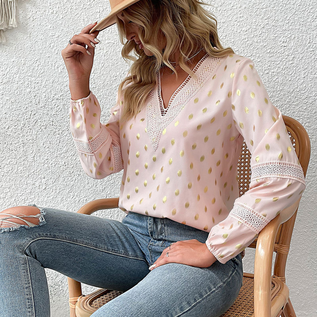 Damen Elegantes Blusenshirt mit Rüschen und Gold-Details Nord Taschen