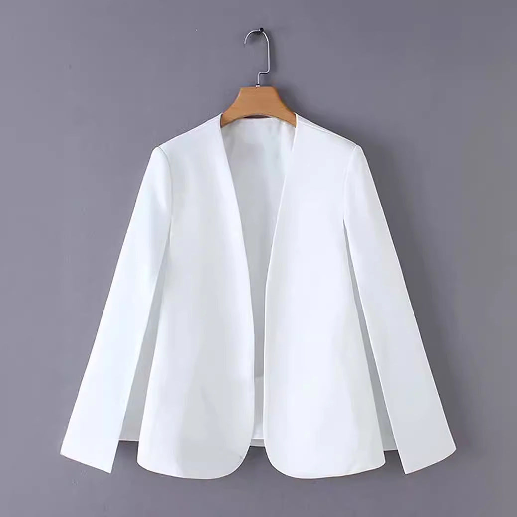 Damen Eleganter Cape‑Blazer mit offenen Ärmelschlitzen und cleanem Fall Nord Taschen
