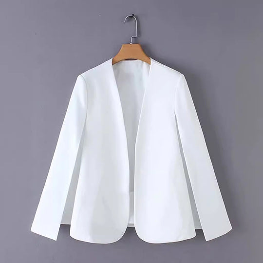Damen Eleganter Cape‑Blazer mit offenen Ärmelschlitzen und cleanem Fall Nord Taschen