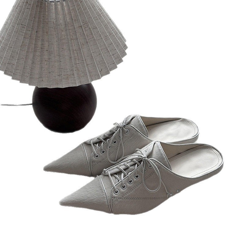 Damen Spitz zulaufende Schnür-Ballerinas im Retro-Couture‑Stil Nord Taschen