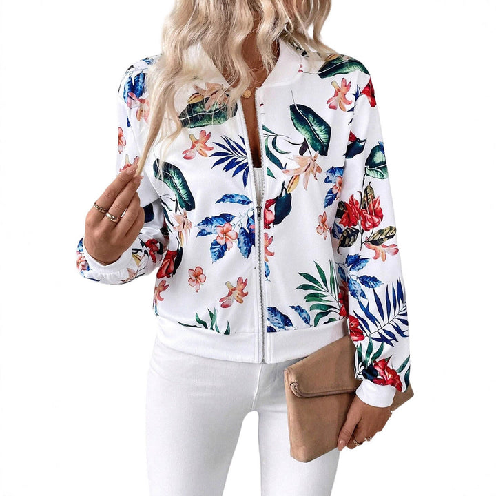 Damen Blumenmuster Bomberjacke