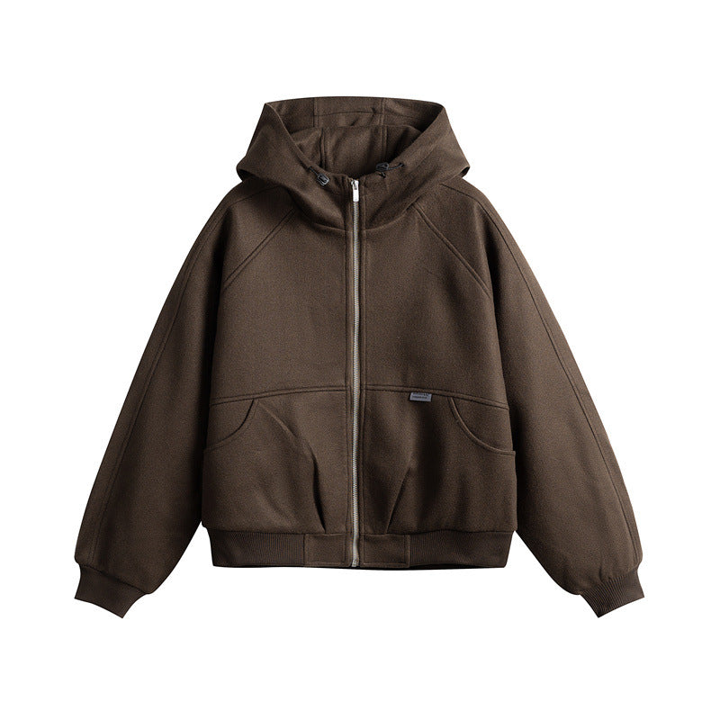 Unisex Oversize Kapuzenblouson aus Wollmix mit Reißverschluss und Kängurutaschen Nord Taschen