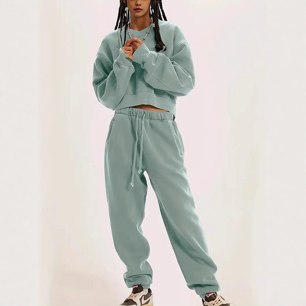 Damen Boxy-Sweatshirt mit überschnittener Schulter, verlängertem Rückenteil und brushed Fleece Nord Taschen