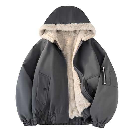 Herren Kapuzen-Bomberjacke mit Teddyfutter, wasserabweisender Außenhülle und Utility-Taschen Nord Taschen