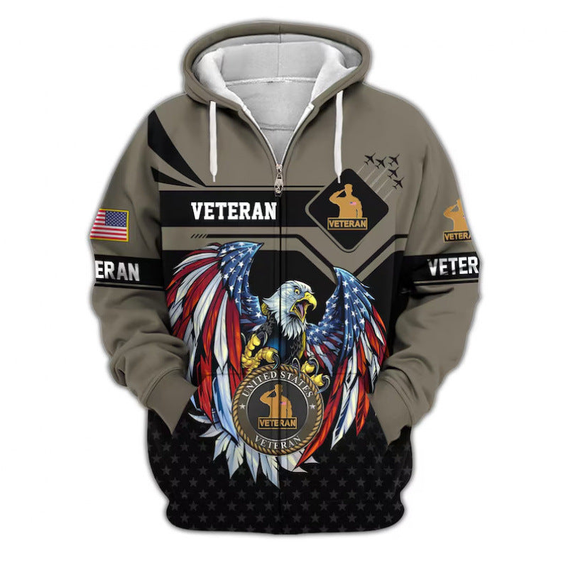 Herren Kapuzensweater mit amerikanischem Veteranenmotiv Nord Taschen