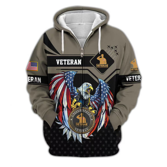 Herren Kapuzensweater mit amerikanischem Veteranenmotiv Nord Taschen
