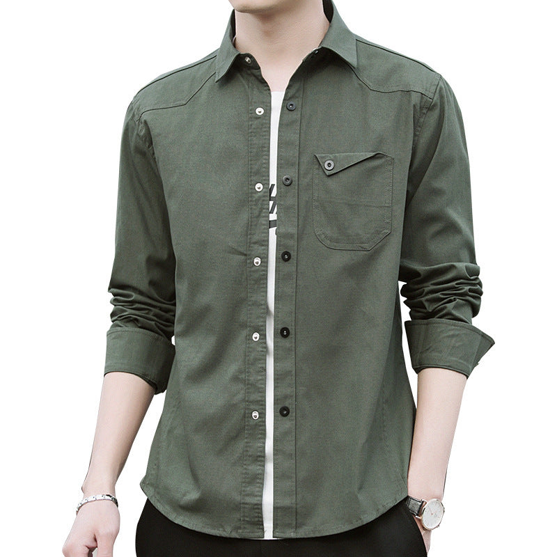 Herren Baumwoll-Overshirt im Worker-Style mit Brustpattentasche und Hemdkragen Nord Taschen