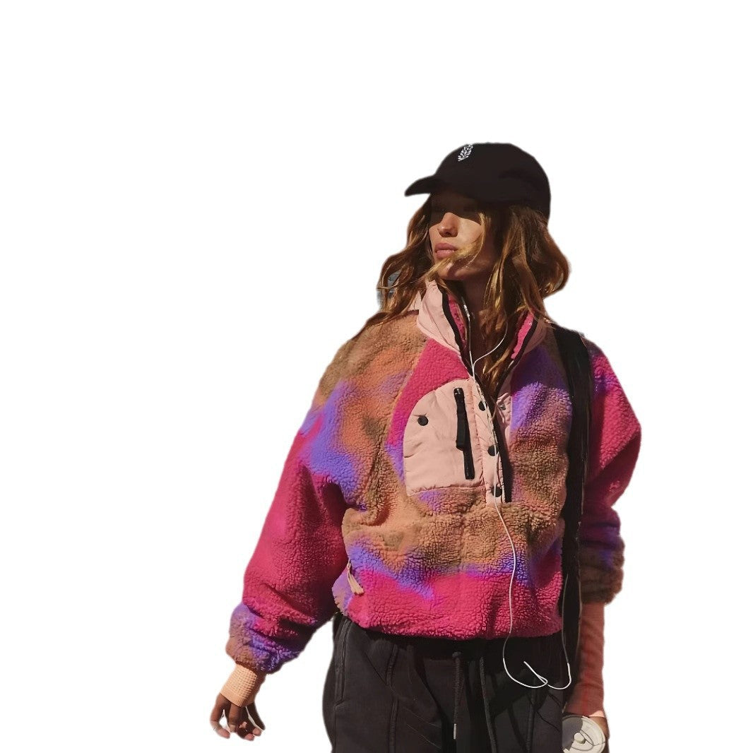 Damen Fleece-Jacke mit hohem Kragen und dekorativem Reißverschluss Nord Taschen