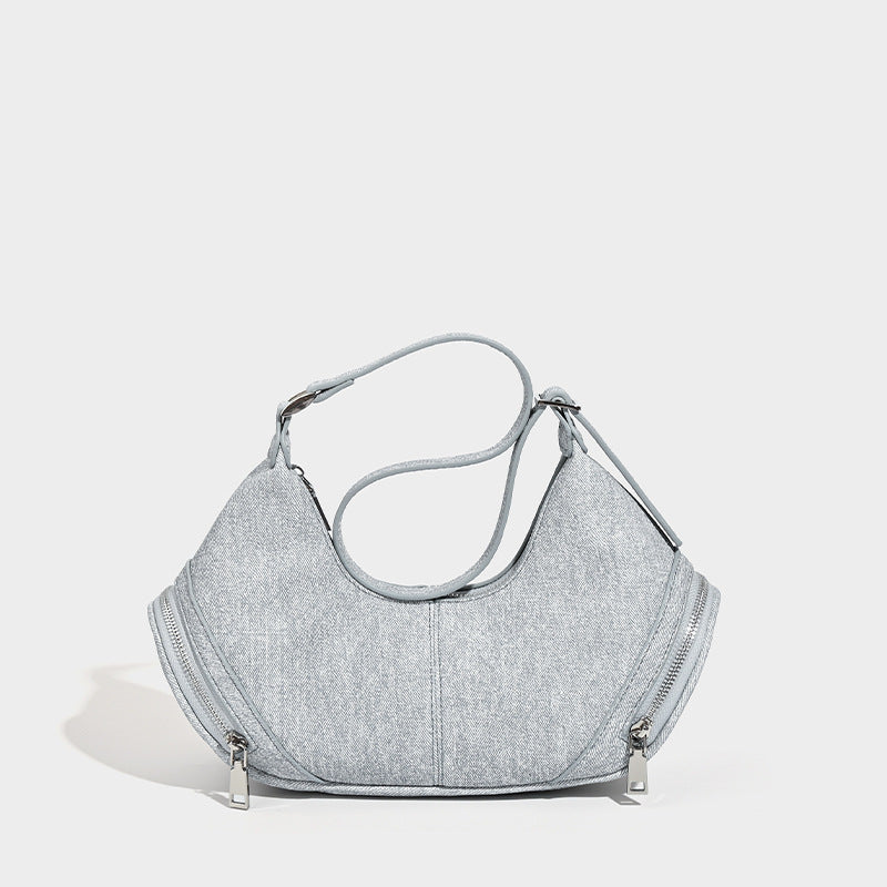 Damen asymmetrische Umhängetasche mit praktischen Reißverschlüssen Nord Taschen
