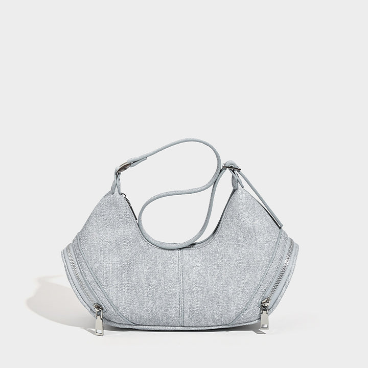 Damen asymmetrische Umhängetasche mit praktischen Reißverschlüssen Nord Taschen