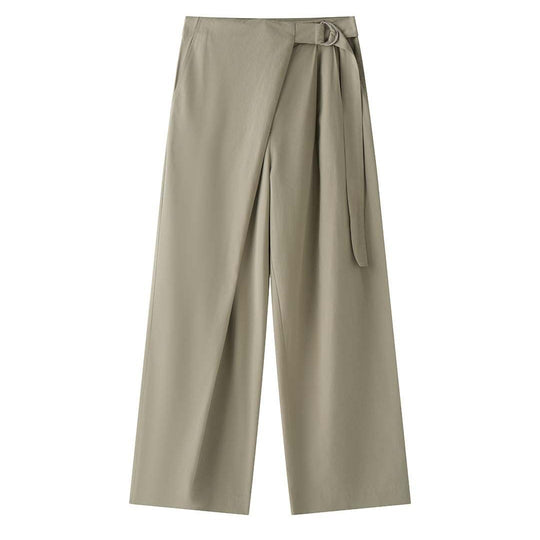 Damen Weite Wickel‑Hose mit D‑Ring‑Bund und Plissee-Detail Nord Taschen