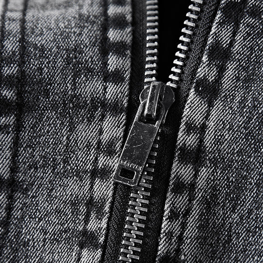 Herren Slim-Fit Denim-Workerblouson mit Stehkragen und Zipper-Details Nord Taschen