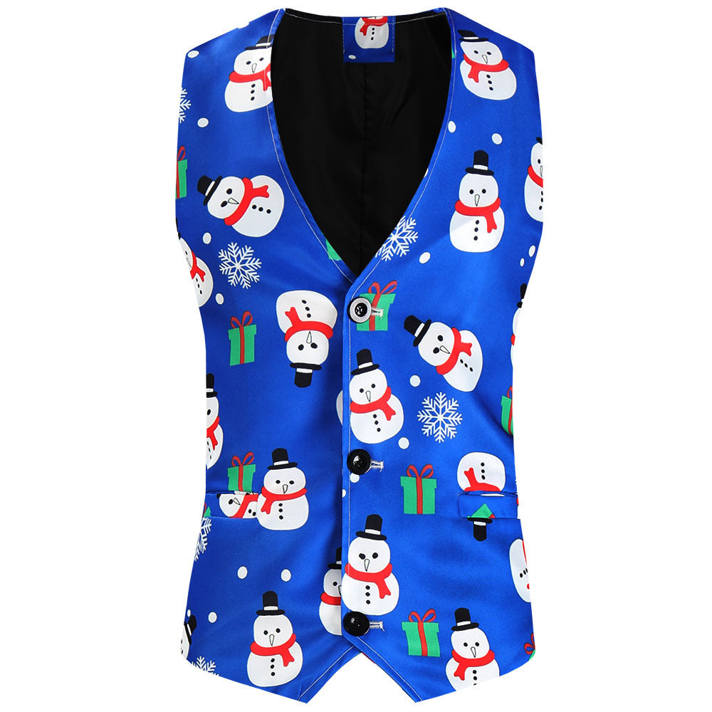 Herren Dreiteiliger Anzug mit festlichem Tannenbaum‑Print, tailliertes Sakko, Weste & Hose Nord Taschen