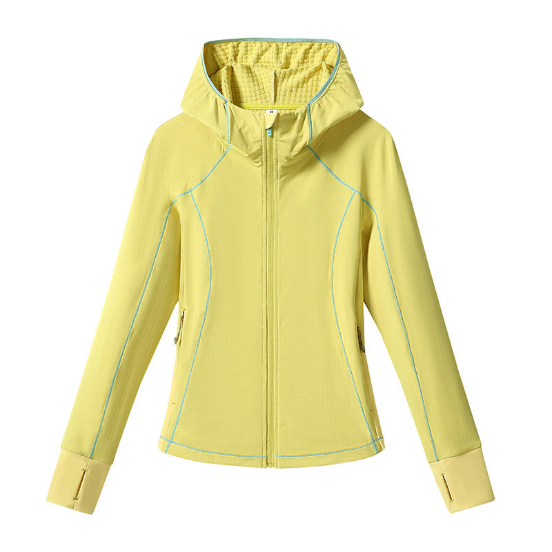 Damen Leichte Softshell-Kapuzenjacke mit ergonomischen Kontrastnähten und Daumenloch Nord Taschen