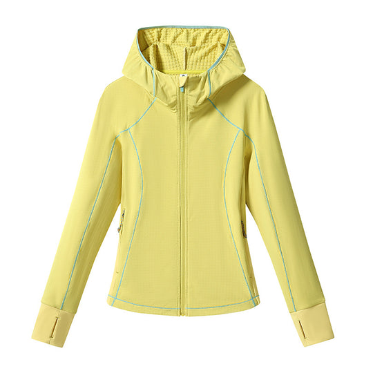 Damen Leichte Softshell-Kapuzenjacke mit ergonomischen Kontrastnähten und Daumenloch Nord Taschen