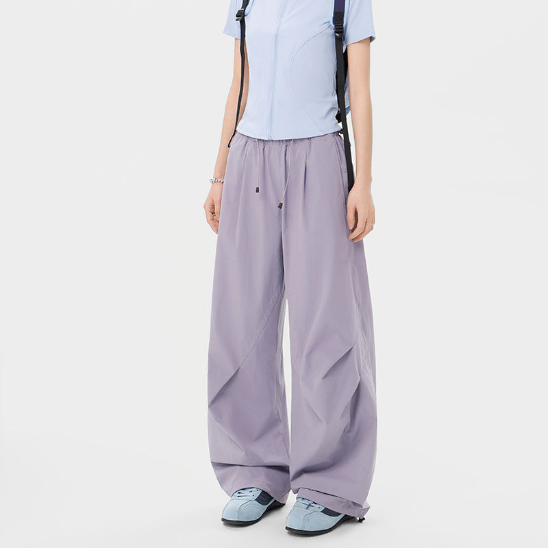 Damen weite technische Cargohose mit Kordelzugbund Nord Taschen