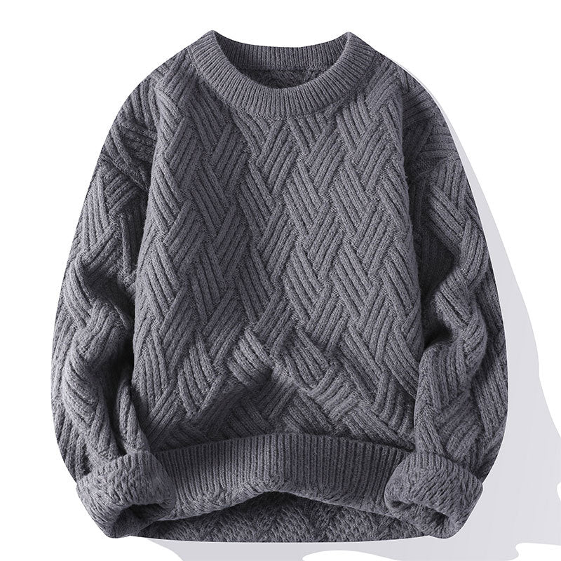 Damen grobgestrickter Oversize-Pullover mit Zopfmuster und elastischem Rippbund Nord Taschen