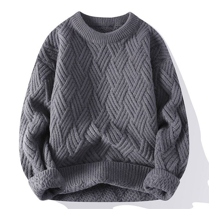 Damen grobgestrickter Oversize-Pullover mit Zopfmuster und elastischem Rippbund Nord Taschen
