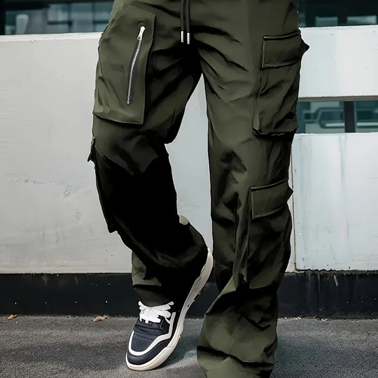 Herren Weite Cargo-Jogginghose mit multifunktionalen Taschen, Reißverschlussdetail und Kordelzugbund Nord Taschen