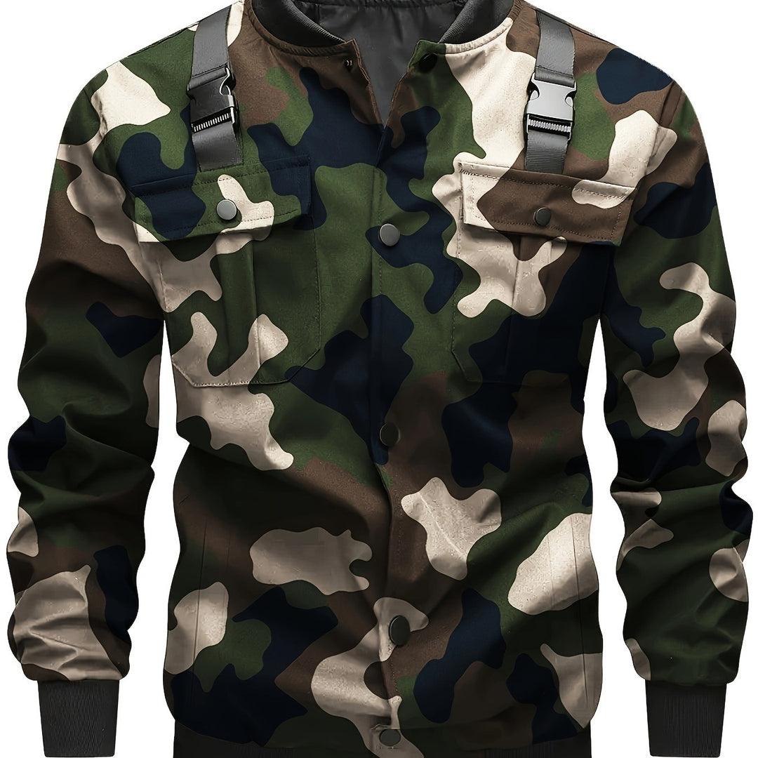 Herren Camouflage-Bomberjacke im Utility-Stil mit Brusttaschen, Schultergurten und Rippbündchen Nord Taschen