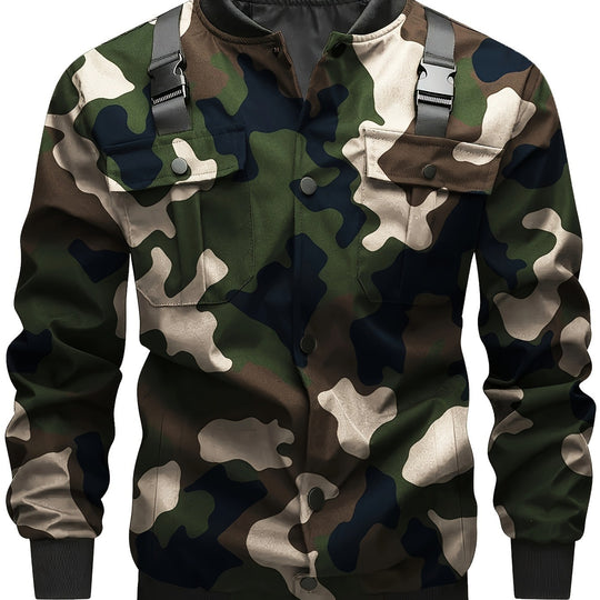 Herren Camouflage-Bomberjacke im Utility-Stil mit Brusttaschen, Schultergurten und Rippbündchen Nord Taschen
