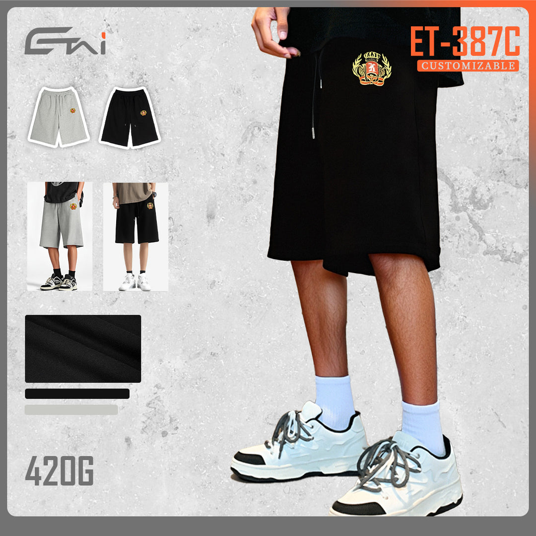 Herren Knieumspielende French-Terry Sweatshorts mit Kordelzug und gesticktem Wappen Nord Taschen