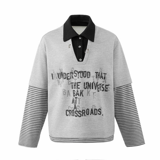 Herren Sweatshirt mit eingearbeitetem Polokragen, V-Ausschnitt und gestreiften Ärmeln Nord Taschen