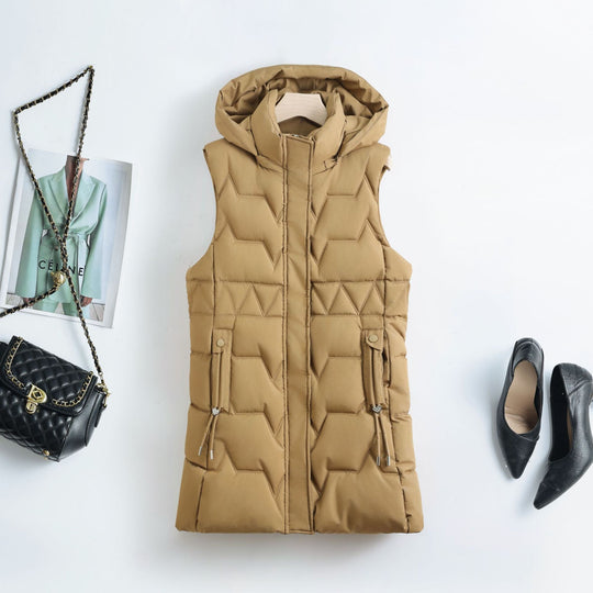 Damen nan Thermo-Steppweste mit Kapuze, Kordelzug und verdecktem Reißverschluss Nord Taschen
