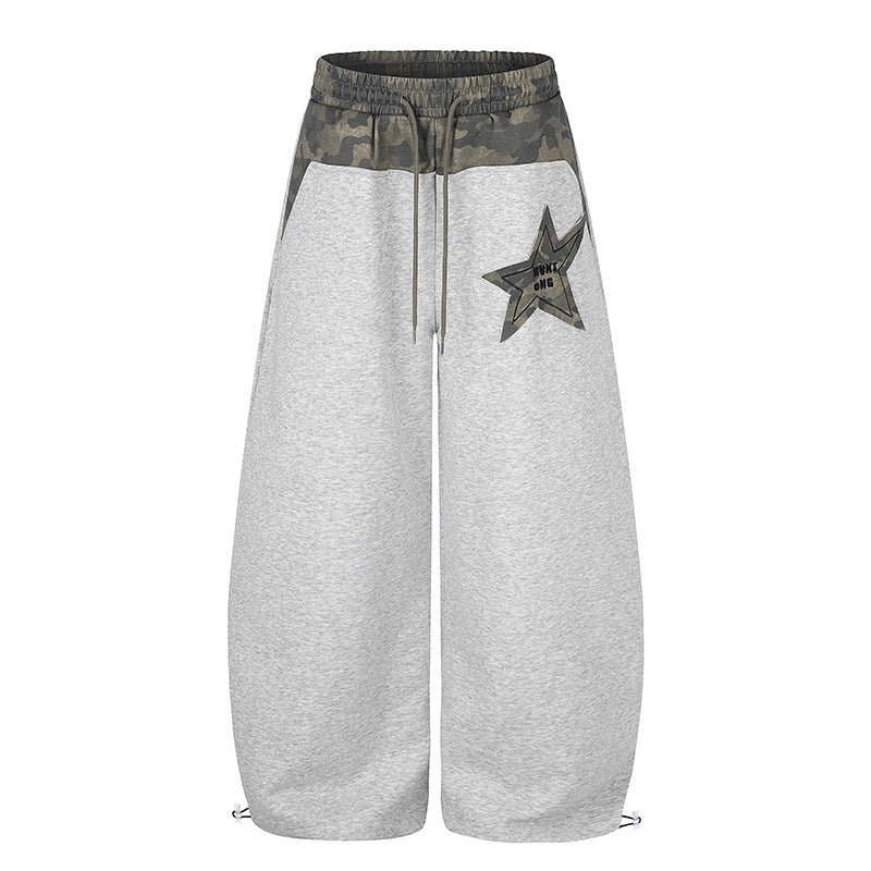 Damen Extraweite Culotte-Sweatpants mit Camouflage-Bund und Sternpatch Nord Taschen