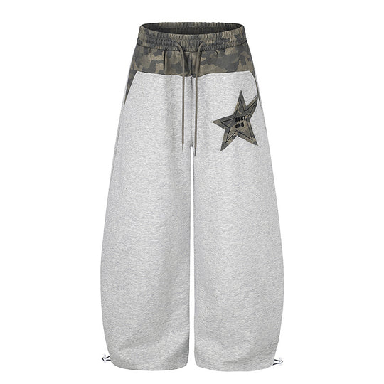 Damen Extraweite Culotte-Sweatpants mit Camouflage-Bund und Sternpatch Nord Taschen