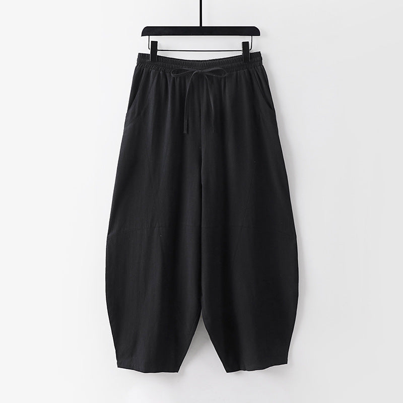 Damen Leichte Haremshose mit weitem Bein und elastischem Bund Nord Taschen